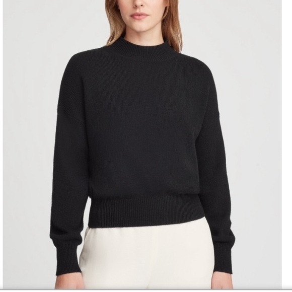 Silk Mock Turtleneck Black Sweater Size 